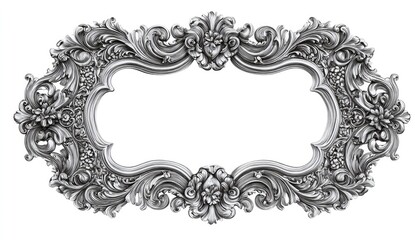 Ornate silver picture frame, decorative border