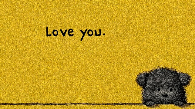 Cute Puppy with "Love you" Message