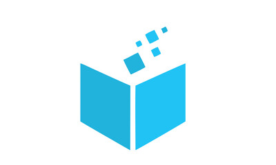 Abstract digital data cube icon representing technology and innovation