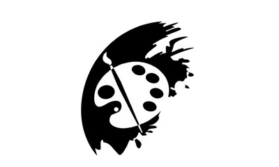 Artistic Palette with Paintbrush and Splatter Effect, Symbolizing Creativity and Design