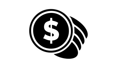 Financial stack of coins with dollar sign symbol icon, representing money, payment, wealth, income, and various business and economic concepts in graphic design