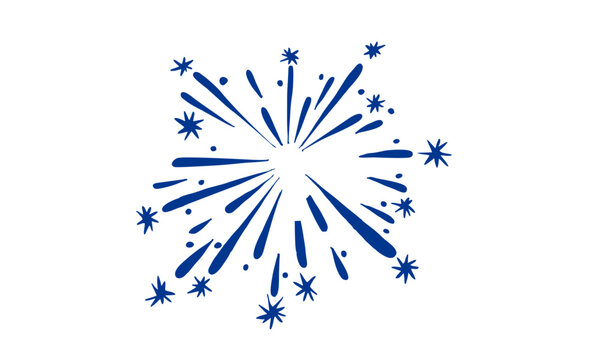 A simple hand-drawn illustration of a blue firework burst. A graphic icon symbolizing celebration, joy, and festive holiday success