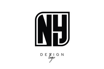 Obraz premium NY Block Monogram Logo – Bold Geometric Lettermark in Rectangular Style for Modern Branding & Identity 