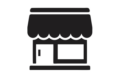 Shopfront Icon A Simple Black and White Silhouette for Retail and Commercial Design
