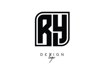 RY Block Monogram Logo – Bold Geometric Lettermark in Rectangular Style for Modern Branding & Identity
