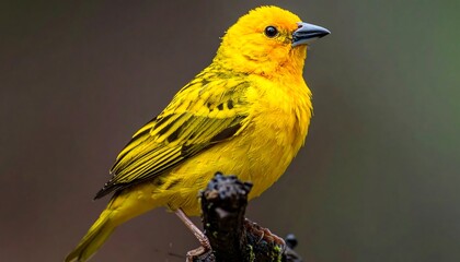 Yellow bird perched on branch