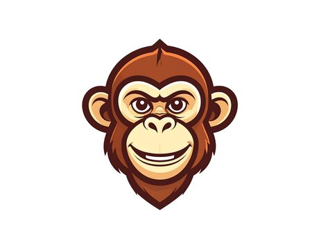 Cartoon chimp head, happy expression
