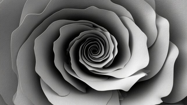 Abstract grayscale rose spiral