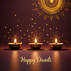 DIWALI DECORATIVE BACKGROUND WITH CLAY LAMP 