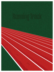 running track poster with grain texture side view. separated by white lines background vector illustration