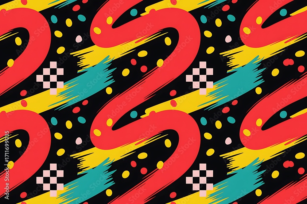 Poster abstract memphis style pattern with bold shapes and colors image photo