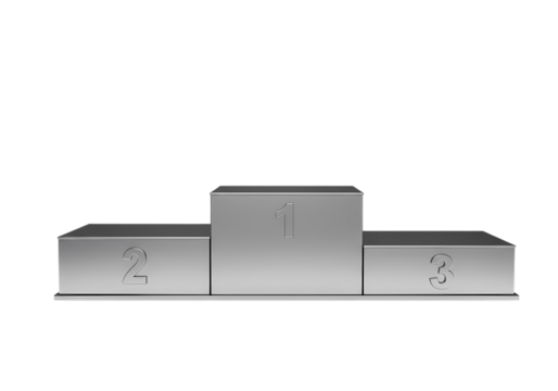 Metal Winners Podium First Second and Third Place isolated on transparent background