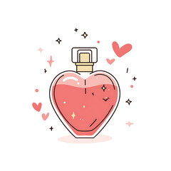 Heart shaped perfume bottle with sparkling romantic charm