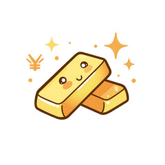 Gold bar with smiling face and sparkles