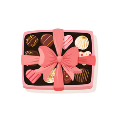 Pink ribbon chocolate box with assorted truffle heart sweets