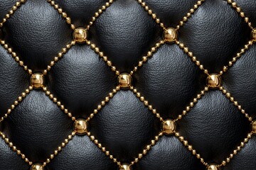 Naklejka premium Luxurious black leather texture with golden accents