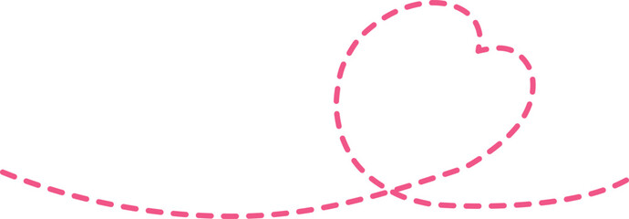 手書きの長い線のくるんとしたハートのイラスト素材