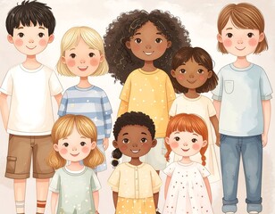 Diverse children posing together