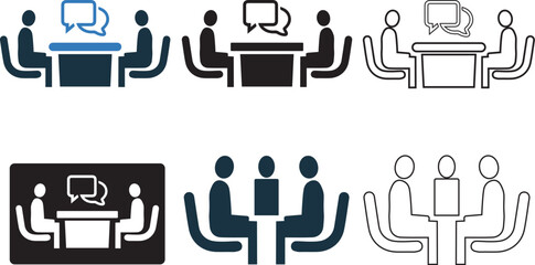 Interview, legal assistance, business meeting, teamwork icon