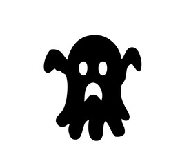 Spooky black ghost with a surprised expression for halloween fun on transparent background