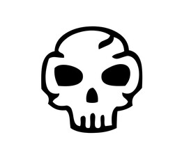 Stylized skull illustration in black and white perfect for halloween or edgy graphic designs on transparent background