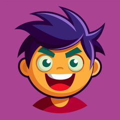 A fun and friendly cartoon face with a prominent mustache and wide, expressive eyes. This character radiates happiness and amusement, perfect for conveying positive emotions and lighthearted themes.