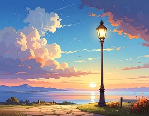 Peaceful sunset over water