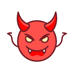 Halloween png devil emoji with red horns and angry face expression