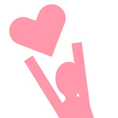 Person reaching for a heart silhouette