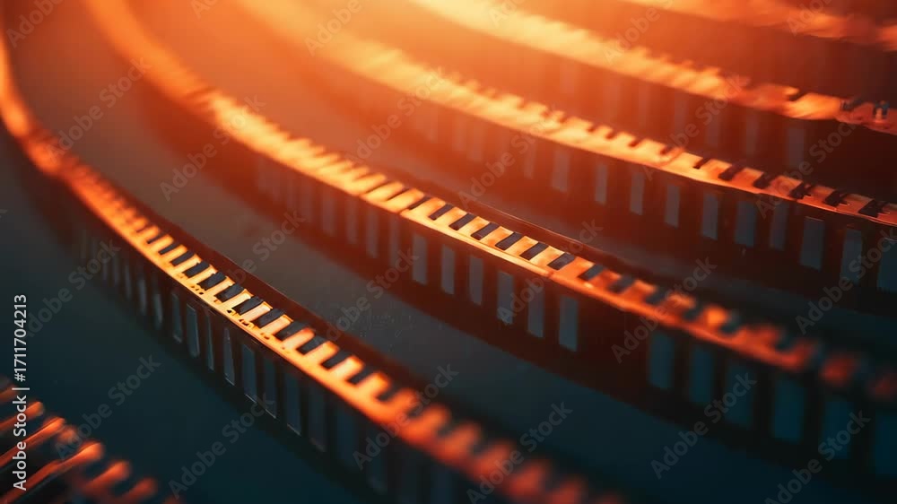 Poster explore this captivating abstract image featuring flowing orange and black curved lines. the design 