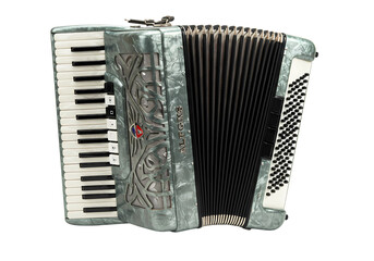Grey Accordion Musical Instrument isolated on transparent background