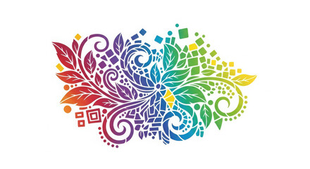 Obraz premium Colorful abstract floral pattern with intricate details and rainbow gradient