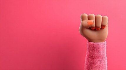 Pink-toned fist raised, feminine