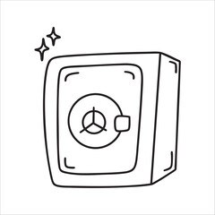 hand drawn doodle money safe illustration
