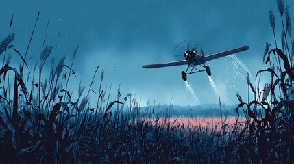 Fototapeta premium Agrodron performing autonomous flight above cultivated field, utilized for real-time mapping and precision crop treatment.