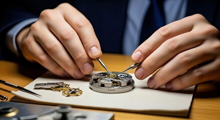  Vintage Clockmaker Delicately Restoring an Antique Watch in a Quiet Workshop