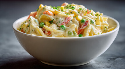a bowl of delicious pasta salad 