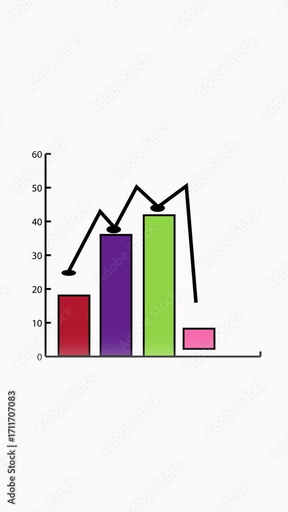 Poster motion graphics presentation template with animated bar chart progress vertical video. finance and b