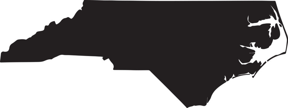 North Carolina State Map Silhouette Vector