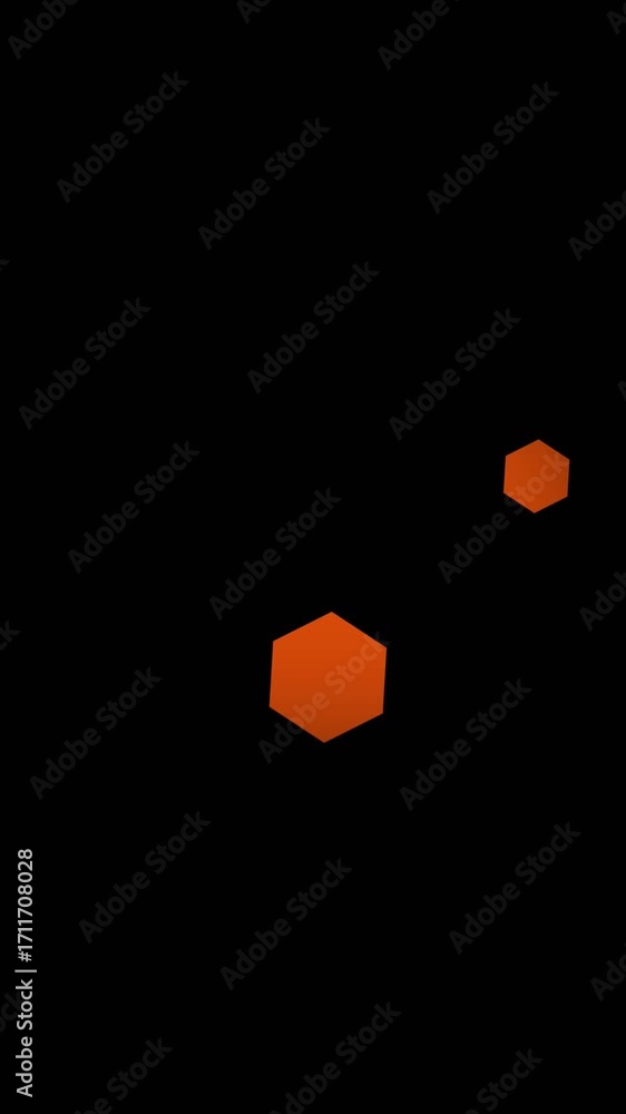 Poster vertical video abstract orange hexagons dark background motion graphics seamless loop broadcast tele