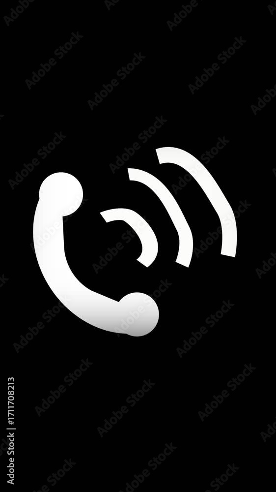 Poster animated phone icon vertical video incoming call smartphone mobile app. vertical video animated phon