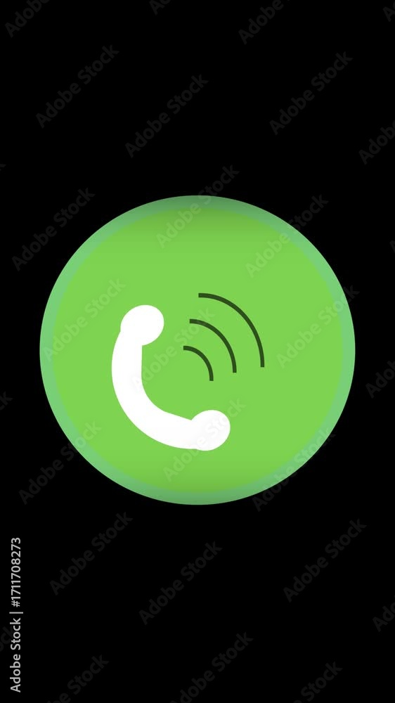Poster vertical video animated green circle incoming call phone icon smartphone communication technology di