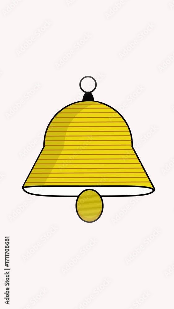 Poster animated golden bell vertical video cartoon ding sound notification alert symbol icon app game desig