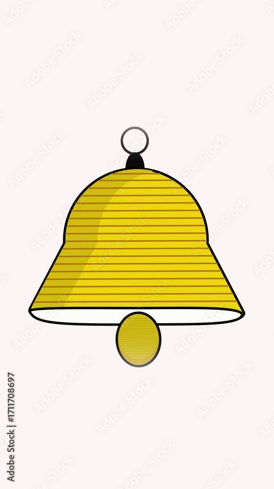 Aufkleber animated golden bell vertical video simple minimalist cartoon ding sound alert notification app game