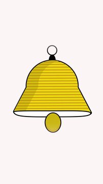 Animated golden bell vertical video cartoon ding sound notification alert symbol icon app game design element. Vertical video animated golden bell.