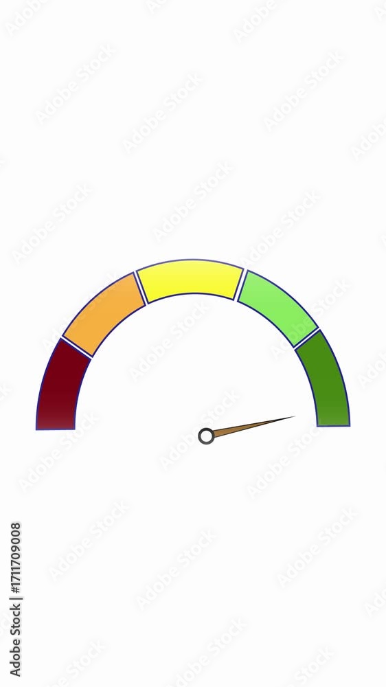 Poster monitoring animated gauge meter progress performance level indicator vertical video. graphic design 