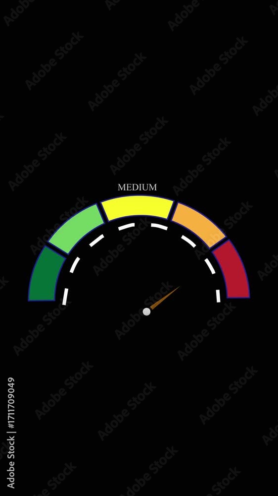 Poster graphic motion graphics loop animated gauge meter vertical video. business finance technology data v