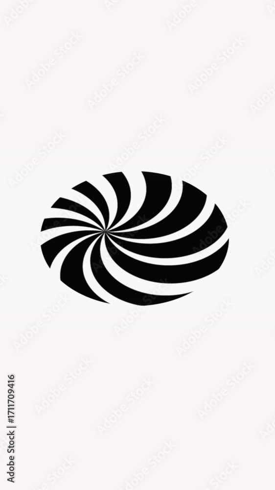 Poster clean geometric pattern hypnotic swirl black white rotating spiral loop vertical video. vertical vid