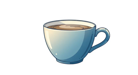 A blue cup of coffee with crema.