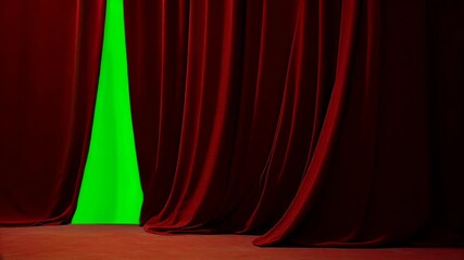 Lush scarlet curtains bathed in soft footlights, delivering a majestic event intro, title reveal, or luxury branding plate for high-tier motion design. - Powered by Adobe
